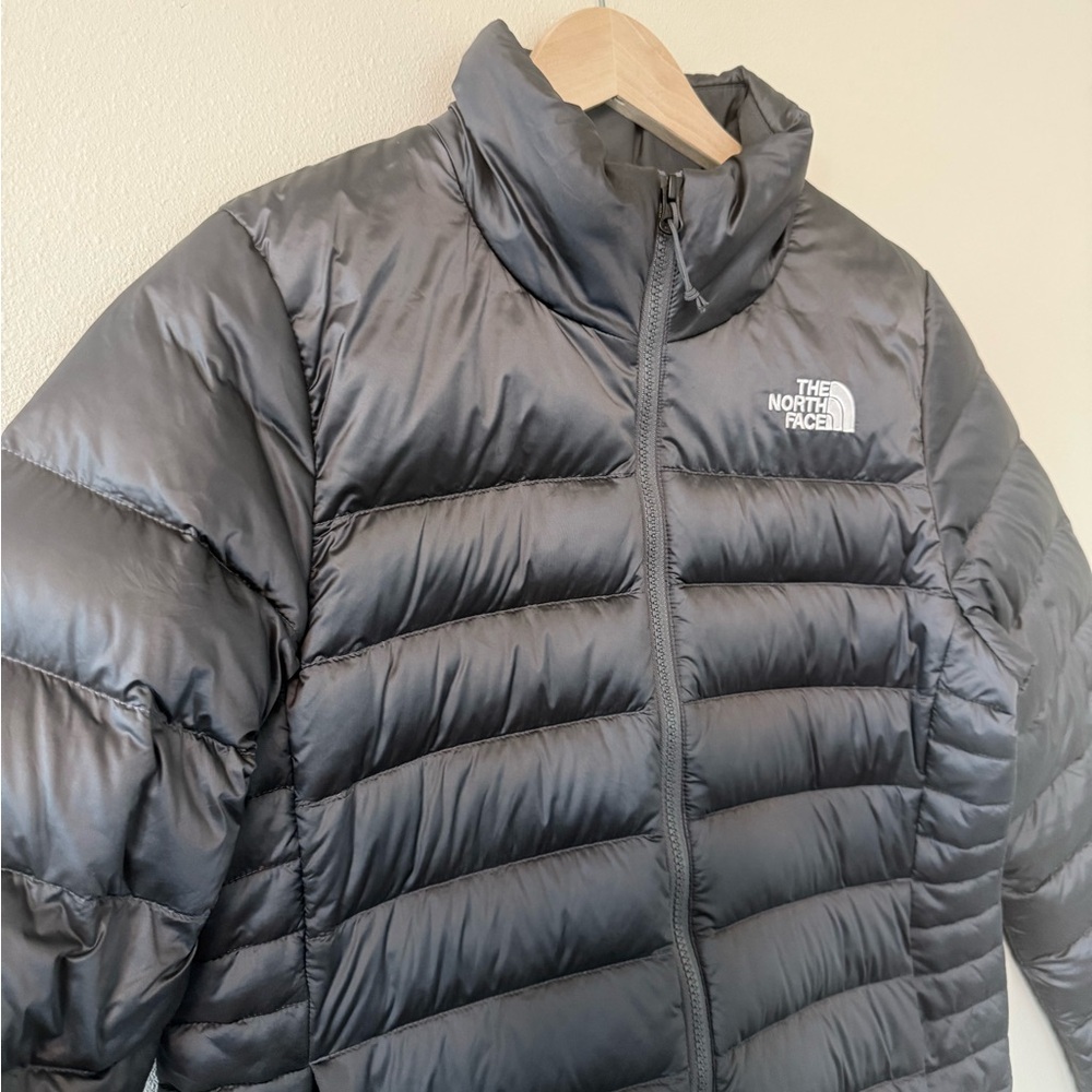 The North Face Aconcagua Down Jacket Women’s Size L Charcoal Gray Zip Pockets - Picture 3 of 9